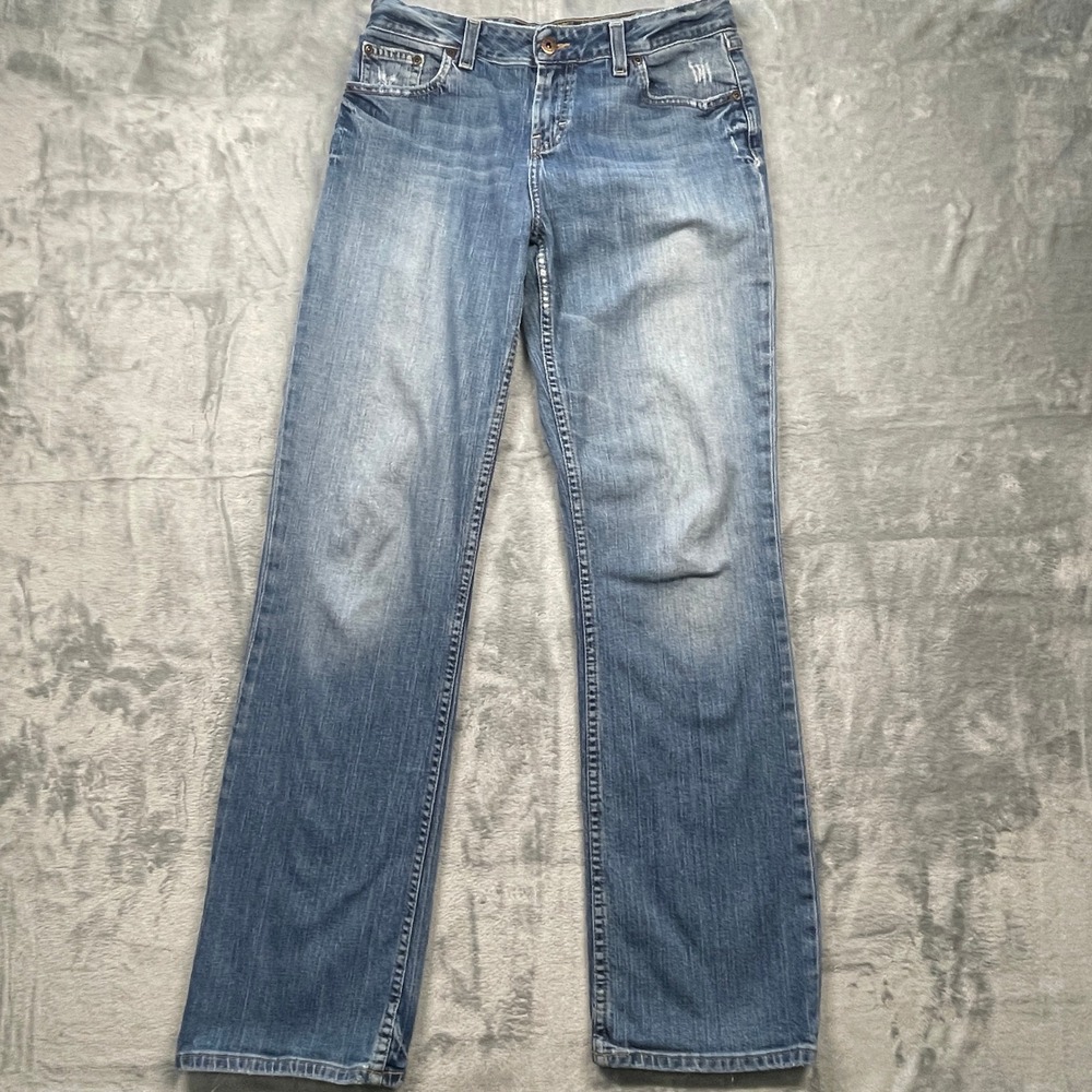 BKE Denim Womens Bootcut Jeans Medium Wash Distressed Size 29 x‎ 33.5